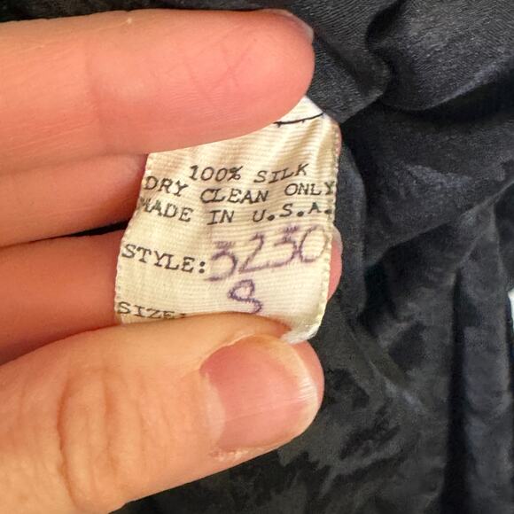 Fernando Sanchez Womens Black Silk Half Button Long Sleeve Midi Dress Size Small - Picture 9 of 9